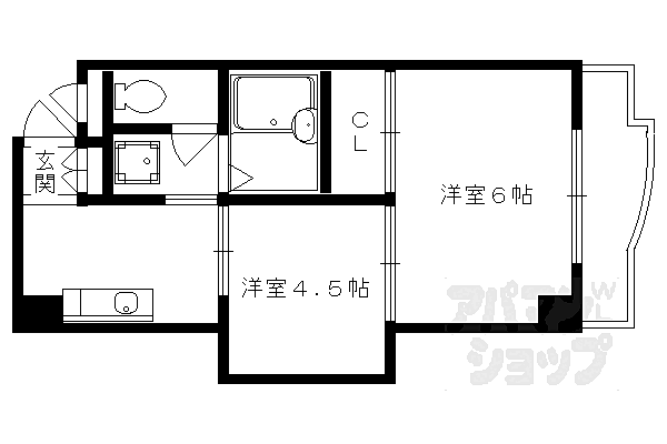 京都府京都市北区大宮西小野堀町(賃貸マンション2K・1階・28.84㎡)の写真 その2