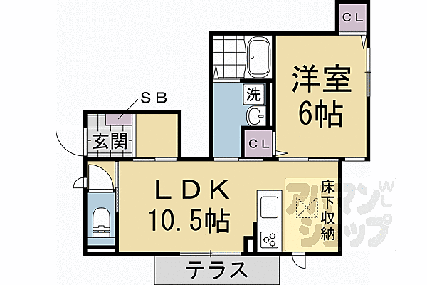 左京区上玄京町ハイツ 103｜京都府京都市左京区田中上玄京町(賃貸アパート1LDK・1階・42.76㎡)の写真 その2