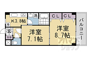 ウィステリア参番館 502 ｜ 京都府京都市左京区岩倉北池田町（賃貸マンション2K・5階・45.03㎡） その2