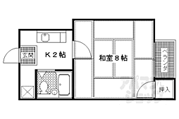コーポ一乗寺 1Kの間取図画像