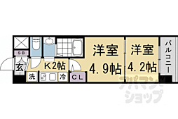 京都市上京区革堂前之町マンション 2Kの間取図画像