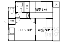 第二京洛 2DKの間取図画像