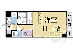 修学院ＴＥＲＲＡＣＥ 3階ワンルームの間取り