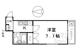 京阪本線 清水五条駅 徒歩7分の賃貸マンション 2階1Kの間取り