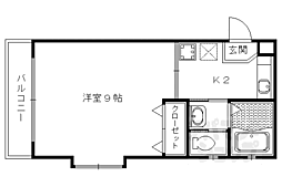 グリーンハイム御蔭 1Kの間取図画像