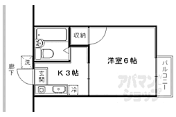 堀川ハイツ 1Kの間取図画像