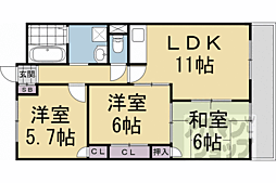 高野川ハイツ 3LDKの間取図画像