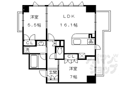 グラン・リソシエ京都下鴨北山 2LDKの間取図画像