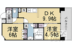 ライオンズ鴨川東 2DKの間取図画像
