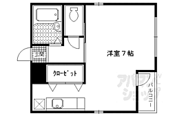 北白川BCBGCLUB 1Kの間取図画像