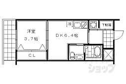 欒NIJO 1DKの間取図画像