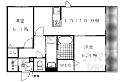 グリナージュ岩倉A 2LDKの間取図画像