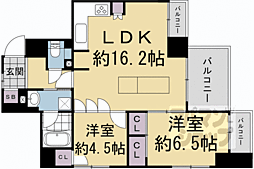 レジオン四条堀川 2LDKの間取図画像