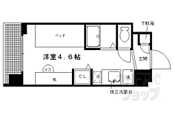 キャンパスヴィレッジ京都一乗寺 ワンルームの間取図画像