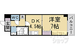 エス・キュート京都下鴨東 1DKの間取図画像