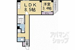 京都市左京区下鴨東本町マンション 1LDKの間取図画像