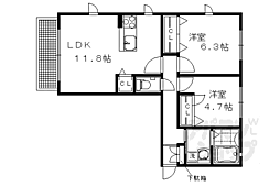 エバーグリーン洛北 2LDKの間取図画像