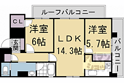 リーガル京都堀川中立売2 2LDKの間取図画像
