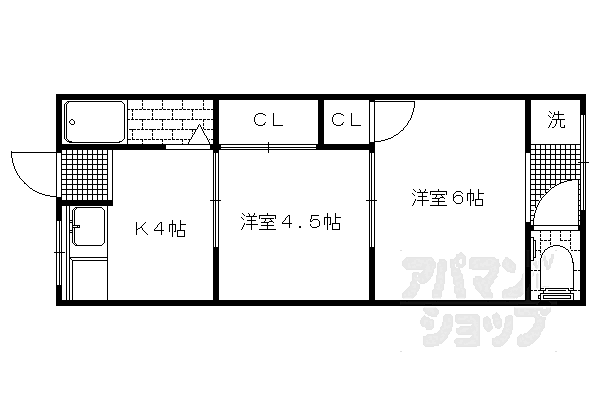 ハイツ白龍 1-B｜京都府京都市左京区一乗寺河原田町(賃貸マンション2DK・1階・30.00㎡)の写真 その2