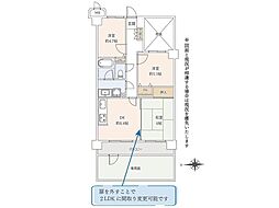 朝日パリオ津田沼 3DKの間取図画像