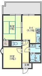 ライオンズプラザ富雄北館 2DKの間取図画像