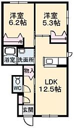 グランカーサ金岡弐番館 2LDKの間取図画像