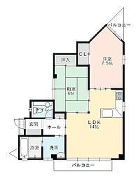OSビル1 2LDKの間取図画像