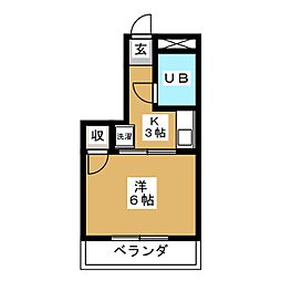 ハイツ大和 1Kの間取図画像