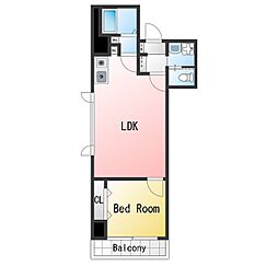 オーロラ三田 1LDKの間取図画像
