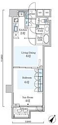 オーキッドレジデンス六本木 ワンルームの間取図画像