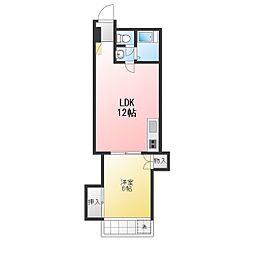 麻布十番ハイツ 1LDKの間取図画像