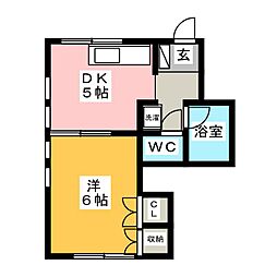 ケルン-1 1DKの間取図画像