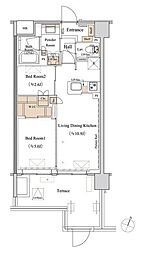 ブランシエスタ西馬込 1階2LDKの間取り