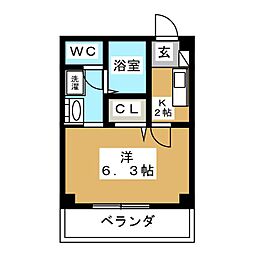 グランフォレスタ1 1Kの間取図画像