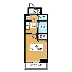 エアリーゼームス坂 1Kの間取図画像