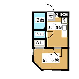 東急東横線 学芸大学駅 徒歩10分の賃貸アパート 2階1Kの間取り