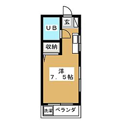 ル・ベール古屋 ワンルームの間取図画像
