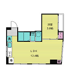 山田ビル 1LDKの間取図画像