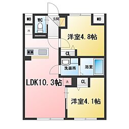エルファーロ目黒III 2LDKの間取図画像