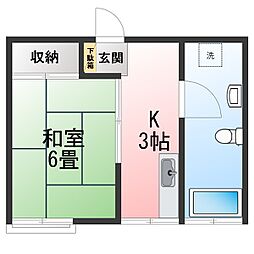 大八木マンション 1Kの間取図画像