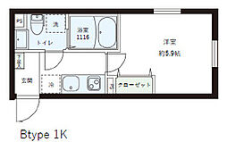 レピュア目黒本町レジデンス 1Kの間取図画像