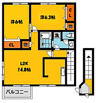 フォンテーヌ 202号室 ｜ 栃木県宇都宮市宮の内１丁目（賃貸アパート2LDK・2階・63.87㎡） その2