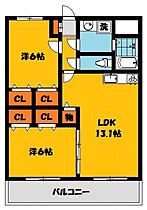 キング・ペレ 202号室 ｜ 栃木県宇都宮市南町（賃貸マンション2LDK・2階・52.41㎡） その2