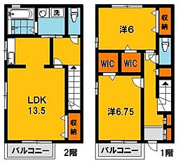 スクウェアヒルＣ 1階2LDKの間取り