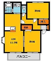 サンビレッジＭＫＩ 2階2LDKの間取り