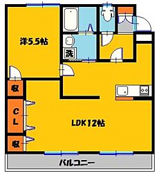 ディマンドハイツB棟 1LDKの間取図画像
