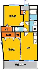 ヴィラクレセントA 2DKの間取図画像