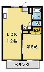 パナハイツサカモトB 1LDKの間取図画像