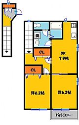 スターナハイム 2DKの間取図画像