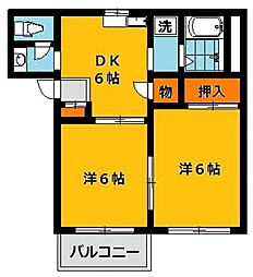 フレンドリーコーポ 2DKの間取図画像